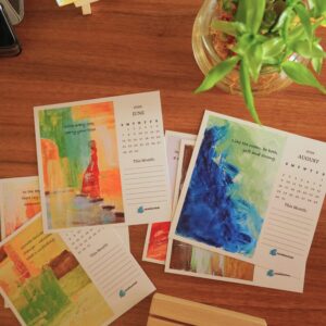 Art Calendar 2026 with Wooden Stand